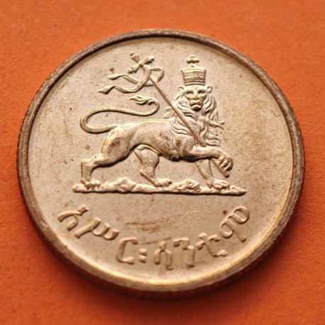 ETIOPIA 10 SANTEEM 1936 REY HAILE SELASSIE I LEON KM.34 MONEDA DE COBRE @PRECIOSA@ Ethiopia 10 Centimos R/3