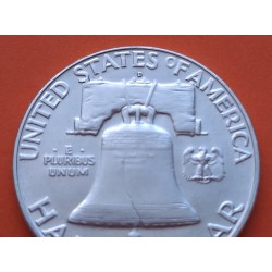 ESTADOS UNIDOS 1/2 DOLAR 1958 D BENJAMIN FRANKLIN y CAMPANA KM.163 MONEDA DE PLATA EBC USA Half silver dollar R/2