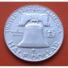 ESTADOS UNIDOS 1/2 DOLAR 1958 D BENJAMIN FRANKLIN y CAMPANA KM.163 MONEDA DE PLATA EBC USA Half silver dollar R/2