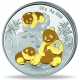. 1 acoin @PLATA y ORO@ CHINA 10 YUAN 2025 OSOS PANDA MONEDA PROOFLIKE cápsula ONZA OZ GOLD PLATED GILDED