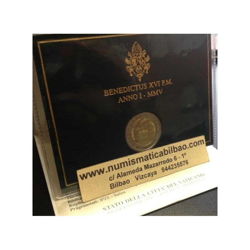 @MUY RARA@ VATICANO 2 EUROS 2005 AÑO MUNDIAL DE LA JUVENTUD SC MONEDA CONMEMORATIVA EN CARTERA ESTUCHE OFICIAL