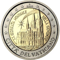 @MUY RARA@ VATICANO 2 EUROS 2005 AÑO MUNDIAL DE LA JUVENTUD SC MONEDA CONMEMORATIVA EN CARTERA ESTUCHE OFICIAL