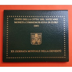 @MUY RARA@ VATICANO 2 EUROS 2005 AÑO MUNDIAL DE LA JUVENTUD SC MONEDA CONMEMORATIVA EN CARTERA ESTUCHE OFICIAL