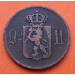 NORUEGA 5 ORE 1896 LEON CON HACHA EN ESCUDO DEL Rey OSKAR II KM.349 MONEDA DE BRONCE MBC Norway
