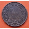 HOLANDA 2,50 CENTIMOS 1886 LEON CON ESPADA KM.108 MONEDA DE BRONCE EBC- @ESCASA@ The Netherlands 2-1/2 Cents