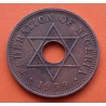 FEDERATION OF NIGERIA 1/2 PENIQUE 1959 ESTRELLA DE 6 PUNTAS KM.1 MONEDA DE COBRE MBC Half Penny British Africa copper