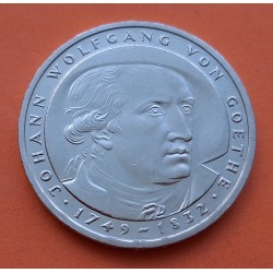 ALEMANIA 5 MARCOS 1982 D WOLFGANG VON GOETHE KM.156 MONEDA DE NICKEL SC + IMPERFECCIONES Germany BRD 5 Marks
