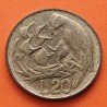SAN MARINO 20 LIRAS 1975 PAJARO y POLLUELOS KM 44 MONEDA DE LATON EBC/SC- 20 Lire