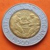 VATICANO 500 LIRAS 1998 PAPA JUAN PABLO II CON BACULO y AGRICULTORES KM. 298 MONEDA BIMETALICA SC- 500 Lire