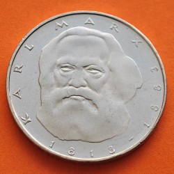 ALEMANIA 5 MARCOS 1983 J KARL MARX KM.158 MONEDA DE NICKEL SC- Germany BRD 5 Marks