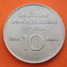 ALEMANIA DEMOCRATICA 10 MARCOS 1974 A 25 ANIVERSARIO DE LA UNION KM.50 MONEDA DE NICKEL MBC++ Germany DDR RDA R/2