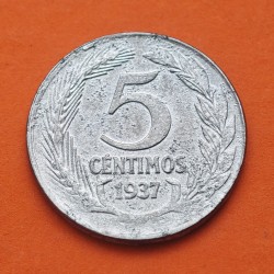 ESPAÑA 5 CENTIMOS 1937 DAMA VARIANTE BUSTO PEQUEÑO KM.752 MONEDA DE HIERRO MBC República Española R/3