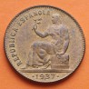 ESPAÑA 50 CENTIMOS 1937 Estrellas no visibles II REPUBLICA ESPAÑOLA DAMA SENTADA MONEDA DE COBRE SC- R/2