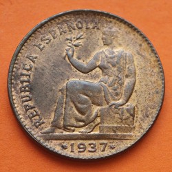 @ORLA DE PUNTOS CUADRADA@ ESPAÑA 50 CENTIMOS 1937 * 3/-DAMA MONEDA DE COBRE SC- República Española ERROR VARIANTE R/2