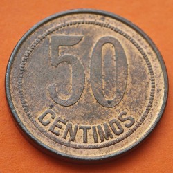 @ORLA DE PUNTOS CUADRADA@ ESPAÑA 50 CENTIMOS 1937 * 3/-DAMA MONEDA DE COBRE SC- República Española ERROR VARIANTE R/2