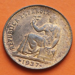 @ORLA DE PUNTOS CUADRADA@ ESPAÑA 50 CENTIMOS 1937 * 3/-DAMA MONEDA DE COBRE SC- República Española ERROR VARIANTE R/2