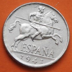 ESPAÑA 10 CENTIMOS 1941 JINETE IBERICO MONEDA DE ALUMINIO @LUJO@ FRANCO ESTADO ESPAÑOL R/2