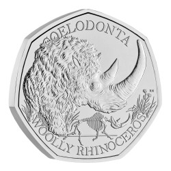 . 1 aaaaaacoin @ENVÍO HOY@ INGLATERRA 50 PENIQUES 2024 Dinosaurio RINOCERONTE MONEDA NICKEL MINT SET Woolly Rhinoceros