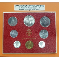 8 monedas x VATICANO CARTERA OFICIAL 1973 PAULUS VI SC 1+2+5+10+20+50+100 LIRAS + 500 LIRAS 1973 PLATA PAPA PABLO VI