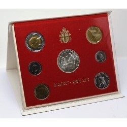 7 monedas x VATICANO CARTERA OFICIAL 1991 PAPA JUAN PABLO II SC 10+20+50+100+200 + 500 LIRAS Bimetálica + 1000 LIRAS 1991 PLATA