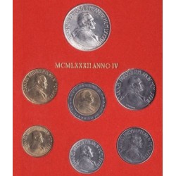 7 monedas x VATICANO CARTERA OFICIAL 1982 PAPA JUAN PABLO II SC 10+20+50+100+200 + 500 LIRAS Bimetálica + 1000 LIRAS 1982 PLATA