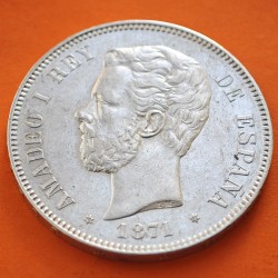 @PRECIOSA@ ESPAÑA 5 PESETAS 1871 * 18 71 SDM REY AMADEO I DE SABOYA y ESCUDO KM.666 MONEDA DE PLATA (DURO) Spain silver R/5