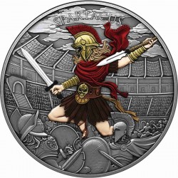 . 1 aaaacoin @27/MARZO Envío@ ESTADOS UNIDOS 1 ONZA 2025 SPARTACUS GLADIADOR MEDALLA DE PLATA PURA silver Oz LEGENDARY WARRIORS