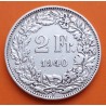 SUIZA 2 FRANCOS 1940 B GUILLERMO TELL EPOCA NAZI KM.25 MONEDA DE PLATA PLATA EBC- Switzerland 2 Francs silver coin WWII