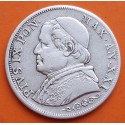 VATICANO 1 LIRA 1867 Año XXI PAPA PIO IX Busto Grande KM.1378 MONEDA DE PLATA MBC+ 1 Lire POPE PIUS IX