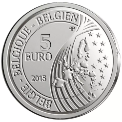 @Solo 15.000 MONEDAS@ BELGICA 5 EUROS 2017 MONS CAPITAL CULTURAL KM.357 NICKEL SC Coincard Belgium
