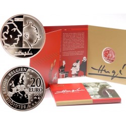 . @RARA@ BELGICA 20 EUROS 2007 TINTIN FAMOSO COMIC Autor HERGE 100 ANIVERSARIO KM.262 MONEDA DE PLATA PROOF Belgium silver
