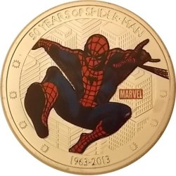 . @2 Monedas x SPIDERMAN@ NIUE 2 DOLARES 2013 1963 50 ANIVERSARIO 2COLORES@ NICKEL CON BAÑO DE ORO y PLATA