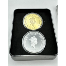 . @2 Monedas x SPIDERMAN@ NIUE 2 DOLARES 2013 1963 50 ANIVERSARIO 2COLORES@ NICKEL CON BAÑO DE ORO y PLATA