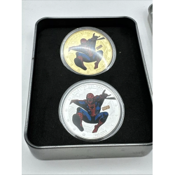 . @2 Monedas x SPIDERMAN@ NIUE 2 DOLARES 2013 1963 50 ANIVERSARIO 2COLORES@ NICKEL CON BAÑO DE ORO y PLATA