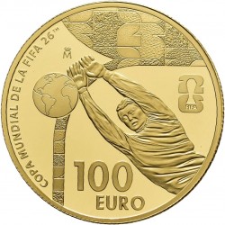 . 1 aaaaaacoin @1/ABRIL Envío@ ESPAÑA 100 EUROS 2025 COPA MUNDIAL DE FUTBOL DE LA FIFA 2026 MONEDA DE ORO PROOF ESTUCHE FNMT