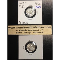 SUIZA 1/2 FRANCO 1952 B DAMA HELVETICA CON ESCUDO y LANZA KM.23 MONEDA DE PLATA SC- Switzerland silver Half franc