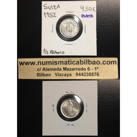 SUIZA 1/2 FRANCO 1952 B PLATA SC KM*23 Switzerland Silver Franc