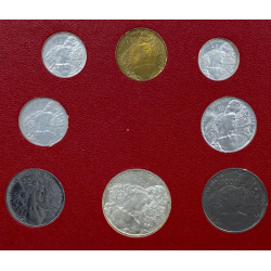 VATICANO CARTERA OFICIAL 1966 PAULUS VI SC 1+2+5+10+20+50+100 LIRAS + 500 LIRAS 1966 PLATA PAPA PABLO VI