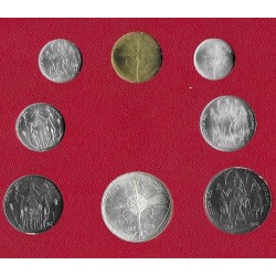 VATICANO CARTERA OFICIAL 1968 PAULUS VI SC 1+2+5+10+20+50+100 LIRAS + 500 LIRAS 1968 PLATA PAPA PABLO VI