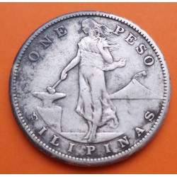 FILIPINAS 1 PESO 1907 S ESCUDO AMERICANO KM.172 MONEDA DE PLATA MBC- Ocupacion Estados Unidos Dolar PHILIPPINES R/3