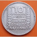 FRANCIA 10 FRANCOS 1933 BUSTO DE DAMA Ceca de TURIN KM.878 MONEDA DE PLATA MBC France Silver Francs