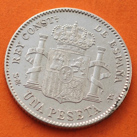 . ESPAÑA Rey ALFONSO XIII 1 PESETA 1903 * 19 03 SMV KM.721 MONEDA DE PLATA MBC Spain silver R/2