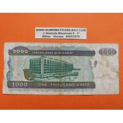 @PVP NUEVO 40€@ MYANMAR 1000 KYATS 1998 DRAGON y TEMPLO Pick 77.B Tamaño grande XL BILLETE MUY CIRCULADO Burma