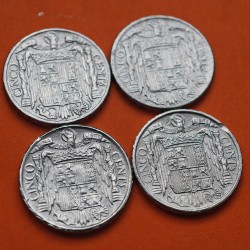 . @PVP NUEVAS 180€@ 4 monedas x ESPAÑA 5 CENTIMOS 1940 + 1941 + 1945 + 1953 (RARA) JINETE ALUMINIO Estado Español Franco