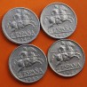 . @PVP NUEVAS 150€@ 4 monedas x ESPAÑA 10 CENTIMOS 1940 + 1941 + 1945 + 1953 JINETE KM.765 ALUMINIO ESTADO ESPAÑOL FRANCO