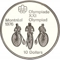 CANADA 10 DOLARES 1974 BICICLETAS ANTIGUAS OLIMPIADA MONTREAL 1976 KM.95 MONEDA DE PLATA @PROOF@ 10 Dollars Cycling