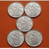 . 5 monedas EBC/SC- x ESPAÑA 50 PESETAS 1957 * 58 + 59 + 60 + 67 + 71 FRANCO ESTADO ESPAÑOL KM.788 NICKEL