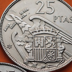. 3 Monedas EBC/SC- x España 25 PESETAS 1957 * 64 + 65 + 67 ESTADO ESPAÑOL FRANCISCO FRANCO PLUS ULTRA VISIBLES % KM.787 NICKEL