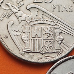 . 3 Monedas EBC/SC- x España 25 PESETAS 1957 * 64 + 65 + 67 ESTADO ESPAÑOL FRANCISCO FRANCO PLUS ULTRA VISIBLES % KM.787 NICKEL