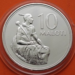 @Tirada 5.000@ LESOTHO 10 MALOTI 1979 Rey MOSHOESHOE I y MONUMENTO KM.23 MONEDA DE PLATA PROOF Africa